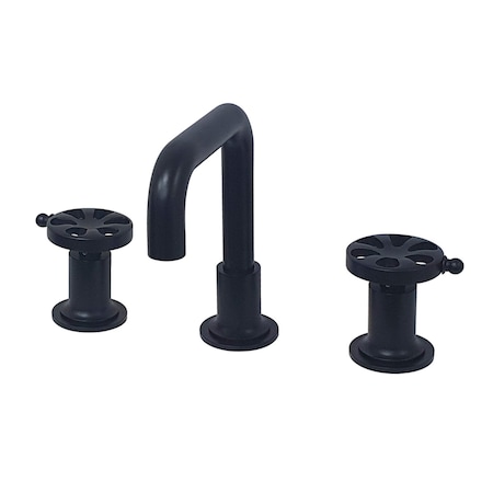 Kingston Brass KS142RXMB Widespread Bathroom Faucet with Push Pop-Up, Matte Black KS142RXMB